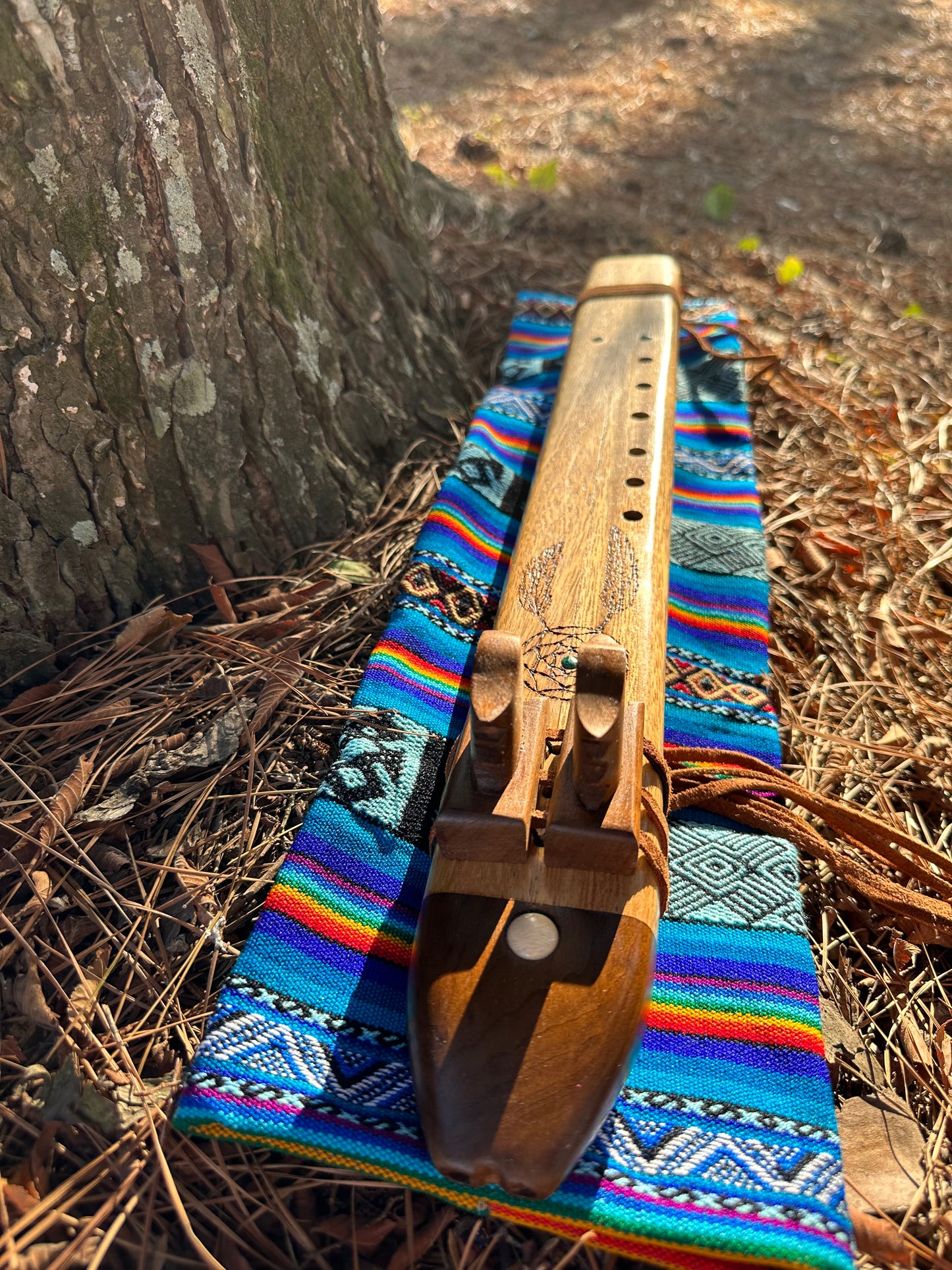 Dreamcatcher Cherry Wood Native American Style Drone Flute, Eagle - Made to Order, F, F#, G and Am