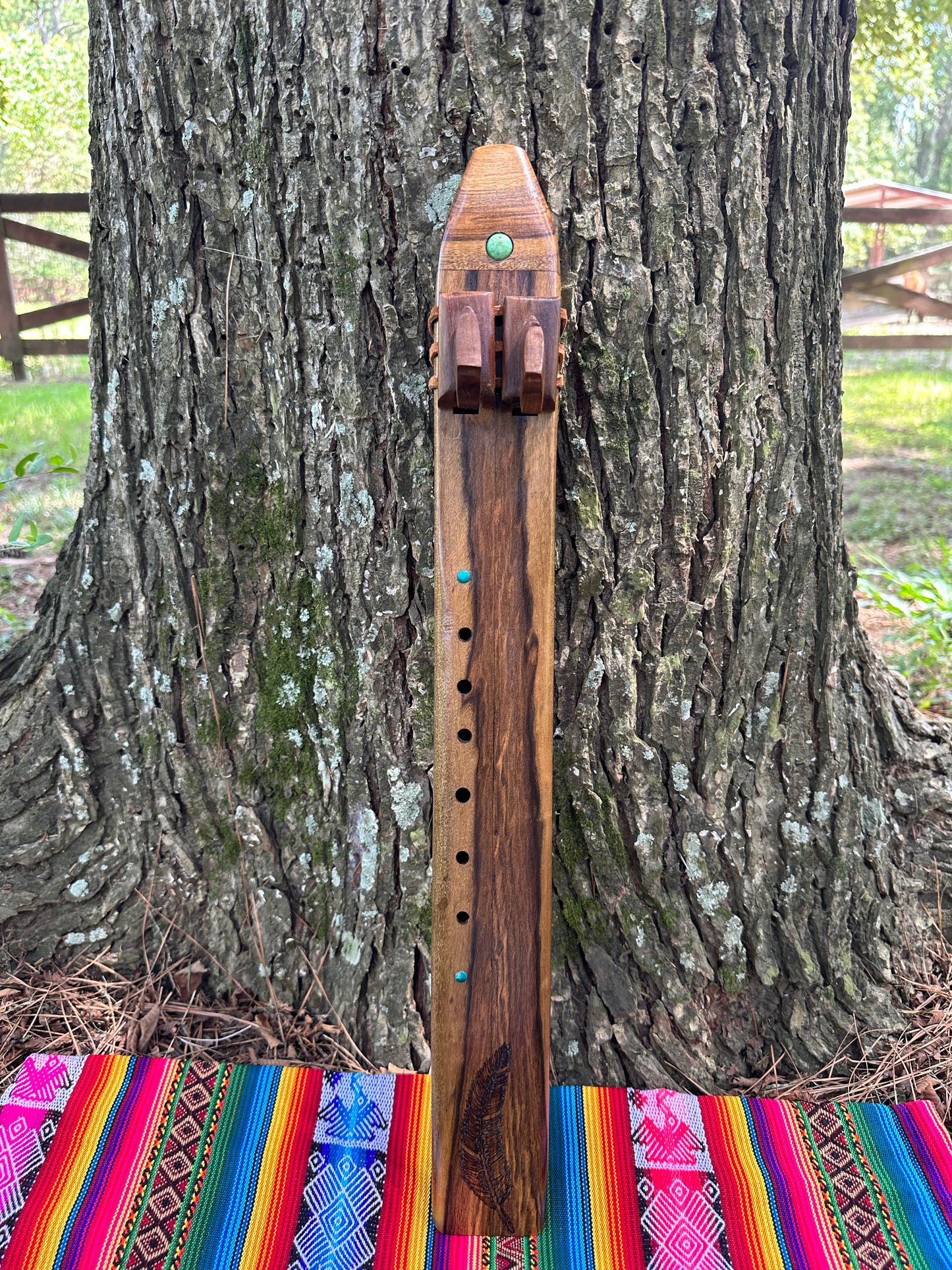 Black Walnut Horse Totem Native American Style Drone Flute, Key of F# 432hz - IN STOCK